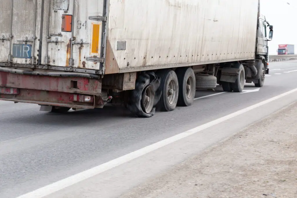 Accidentes de camiones y reventones de llanta en la carretera